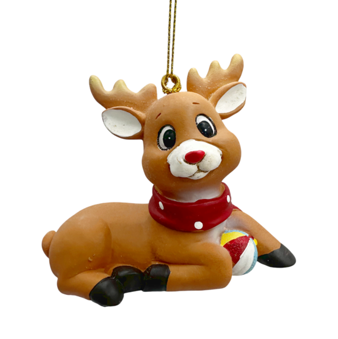 Ornament Craciun - Ren cu fular si minge JINGLE [1]