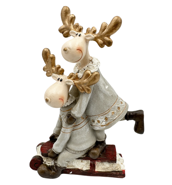 Figurina Reni pe Sanie JOY - Decoratiune luminoasa Craciun, 13x16cm [2]