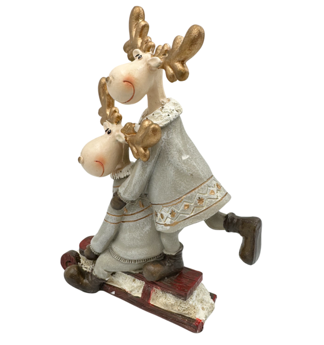 Figurina Reni pe Sanie JOY - Decoratiune luminoasa Craciun, 13x16cm [1]