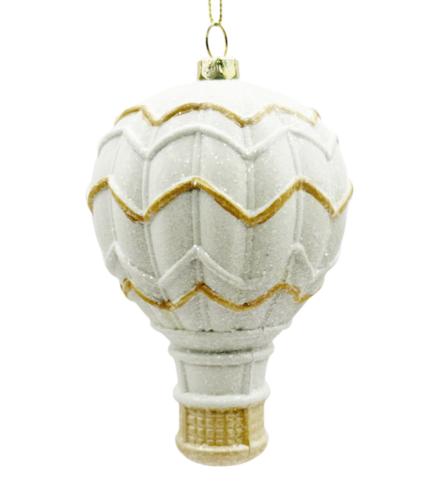 Glob decorațiune brad Craciun - Balon Alb auriu cu Sclipici [1]