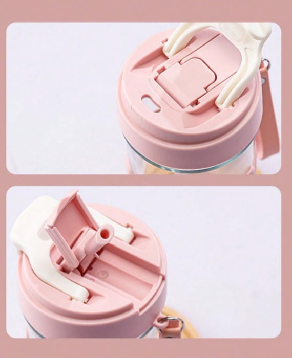 Cana din sticla cu pai silicon KOKO, 420ml [4]