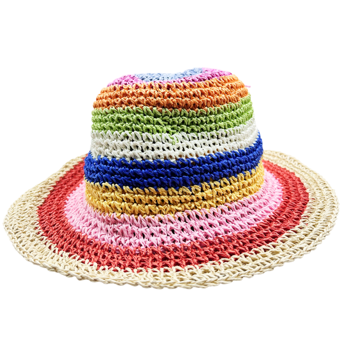 Palarie de paie BUCKET pentru femei, Rosu/ Multicolor [3]