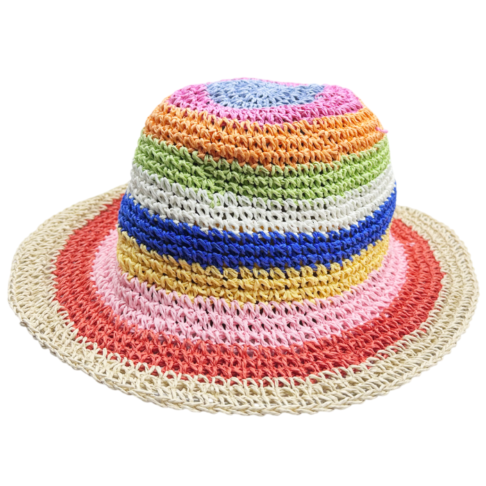 Palarie de paie BUCKET pentru femei, Rosu/ Multicolor [2]