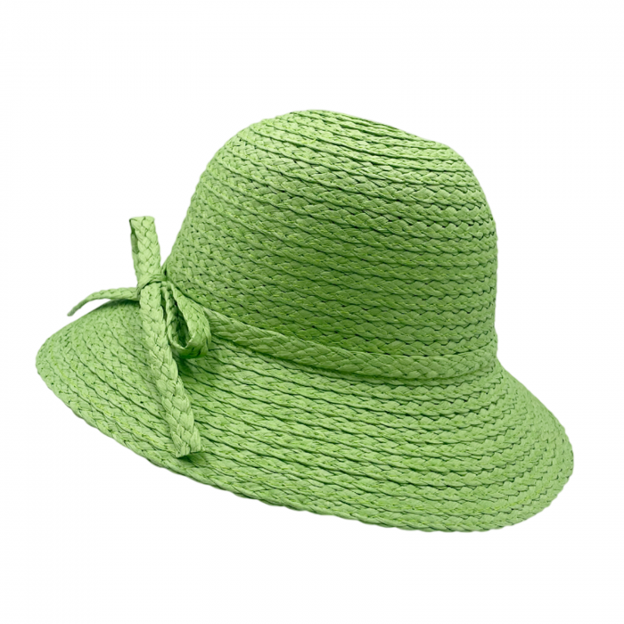 Palarie de paie ESMERALDA, Cu fundita, Verde [1]