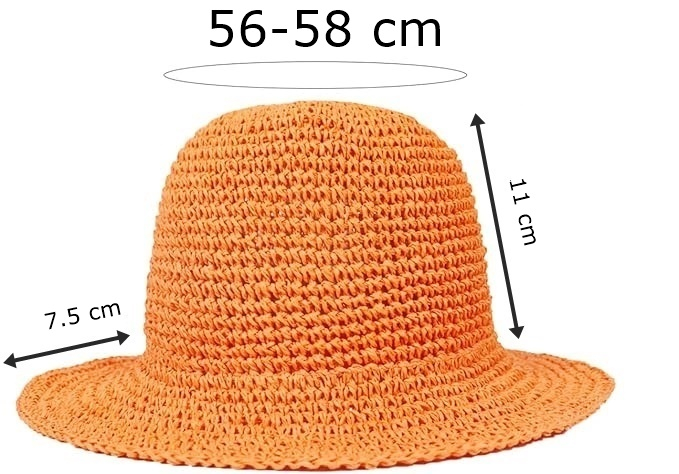 Palarie de soare BUCKET pentru femei, Paie, Caramiziu [6]