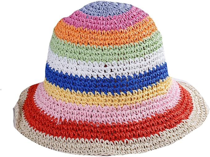 Palarie de soare BUCKET pentru femei, Paie, Bej/ Multicolor [2]