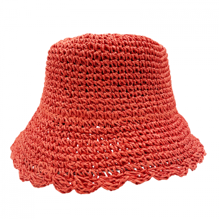 Palarie de soare BUCKET pentru femei, Paie, Caramiziu [2]