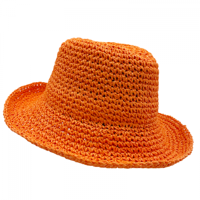Palarie de soare BUCKET pentru femei, Paie, Portocaliu [1]