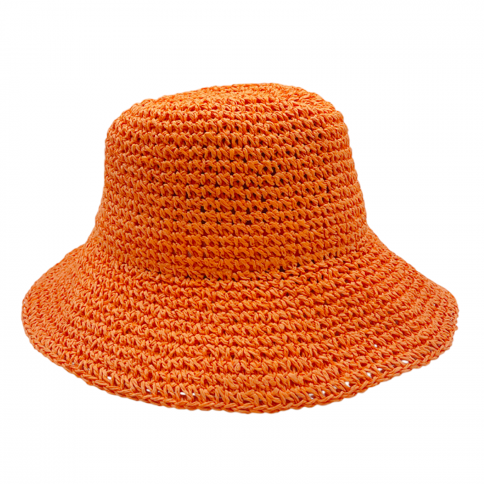 Palarie de soare BUCKET pentru femei, Paie, Portocaliu [2]
