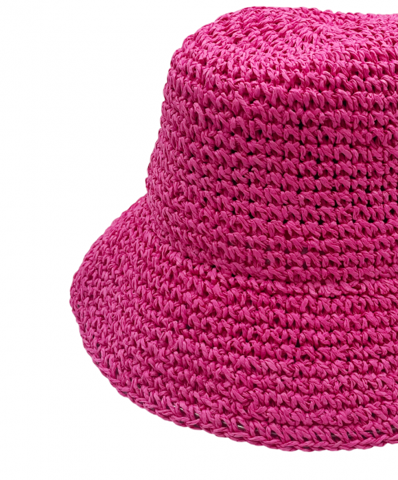 Palarie de soare BUCKET pentru femei, Paie, Roz Fucsia [3]