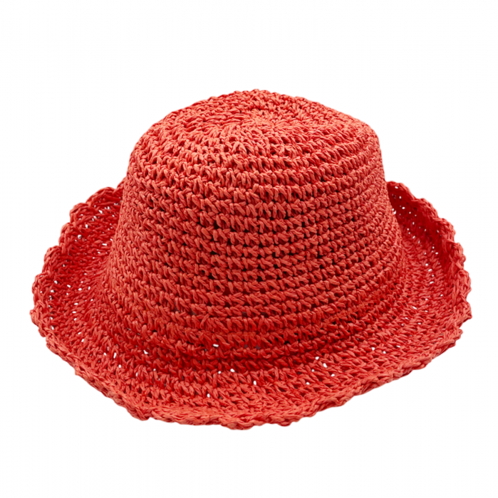 Palarie de soare BUCKET pentru femei, Paie, Caramiziu [3]