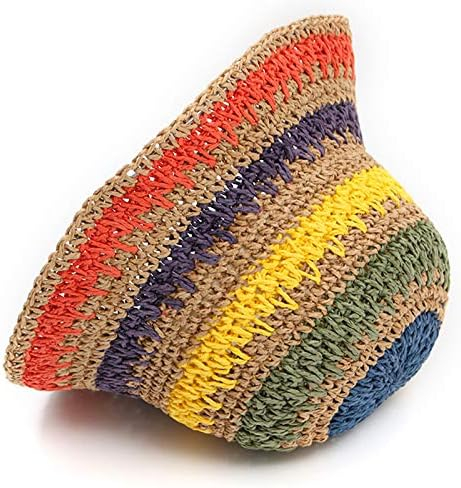 Palarie de soare BUCKET pentru femei, Paie, Maro/ Multicolor [5]