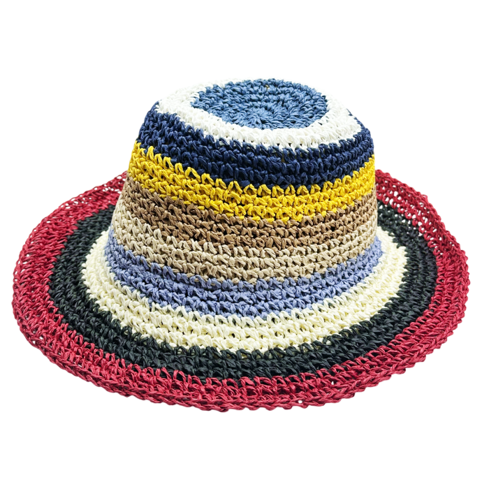 Palarie de paie BUCKET pentru femei, Rosu/ Multicolor [3]
