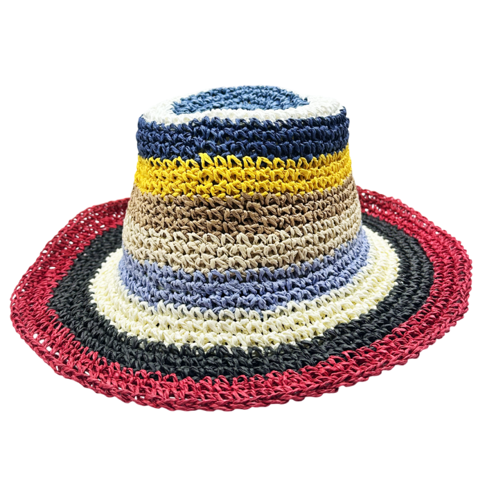 Palarie de paie BUCKET pentru femei, Rosu/ Multicolor [2]