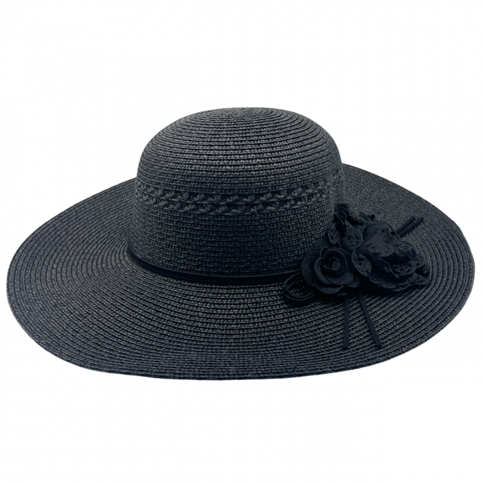 Palarie de soare EVELYN pentru femei, Paie, Negru [2]