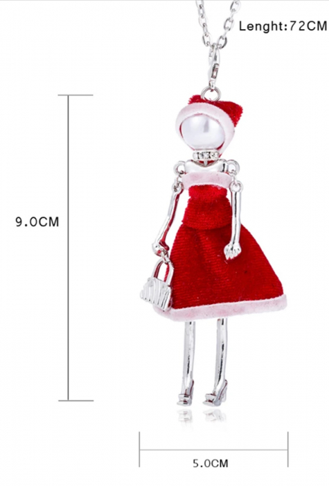 Pandantiv MRS CLAUS cu lant, Rosu [3]