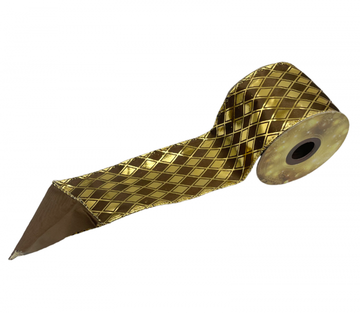 Panglica brad Craciun DIAMONDS, Maro/ Auriu, 6x270cm [3]