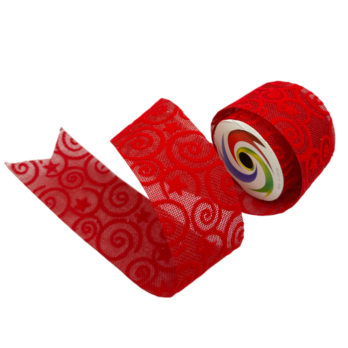 Panglica Decorativa Rosie cu Motive Festive BELLE [1]