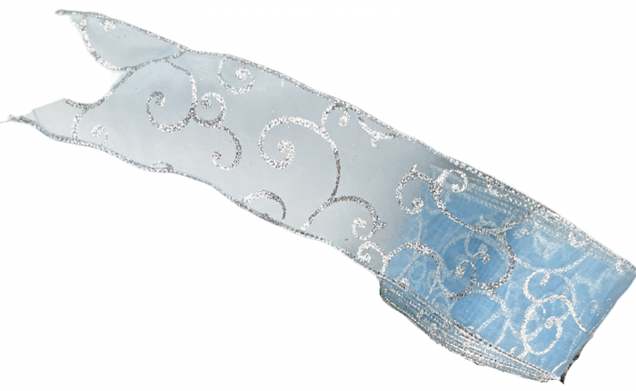 Panglica decorativa Brad Craciun BRIGHT, Bleu/ Argintiu, 6x450cm [2]