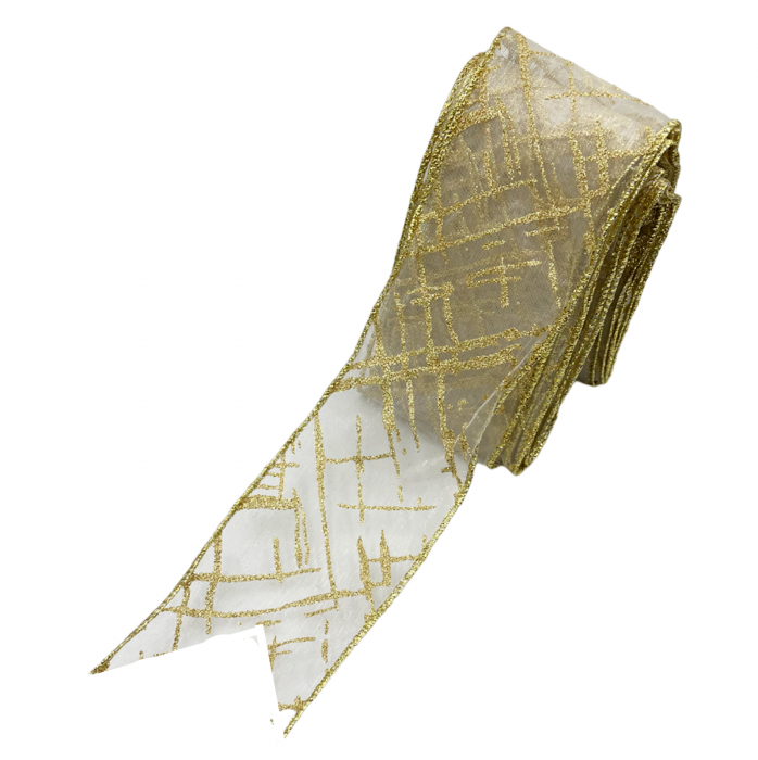 Panglica decorativa Brad Craciun GLAM, Auriu, 6x540cm [2]