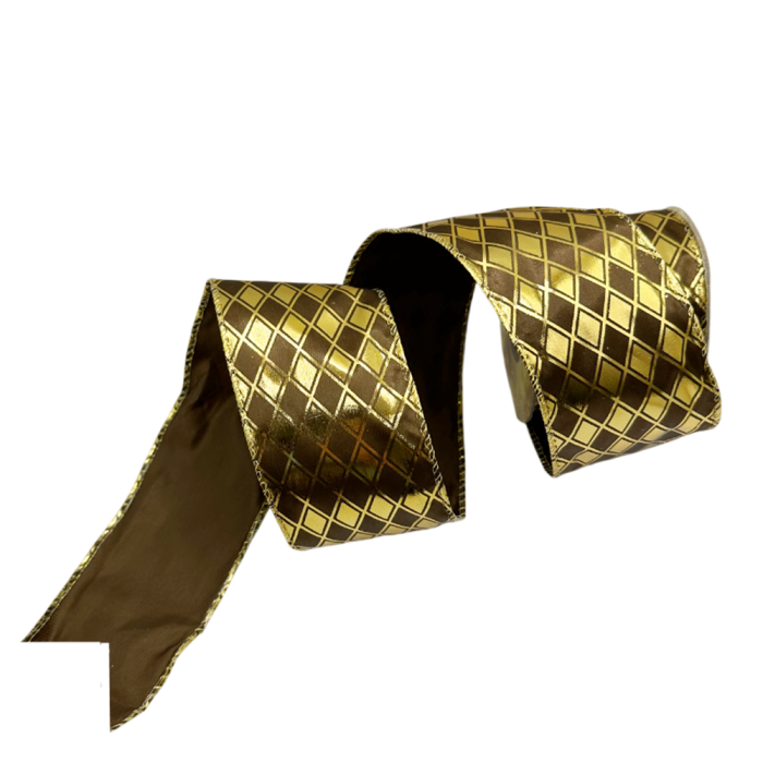 Panglica Decorativa Maro-Auriu DIAMOND cu Model Geometric [1]