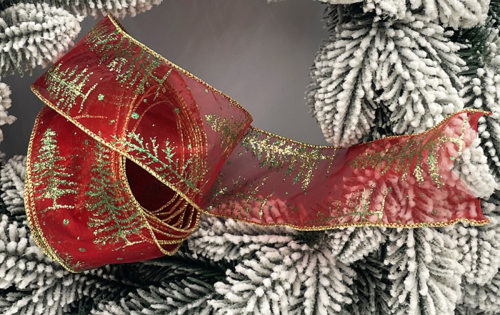 Panglica decorativa Brad Craciun FOREST, Rosu/ Verde, 6x425cm [1]