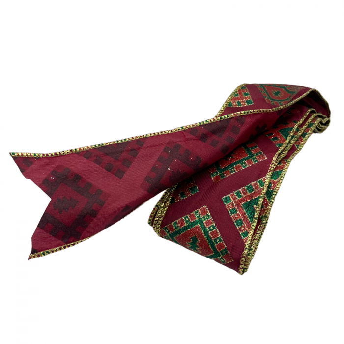 Panglica decorativa Brad Craciun HOLLY, Rosu inchis, 6x325cm [3]