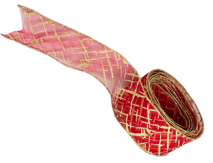 Panglica decorativa Brad Craciun MAGIC, Rosu/ Auriu, 6x540cm [2]