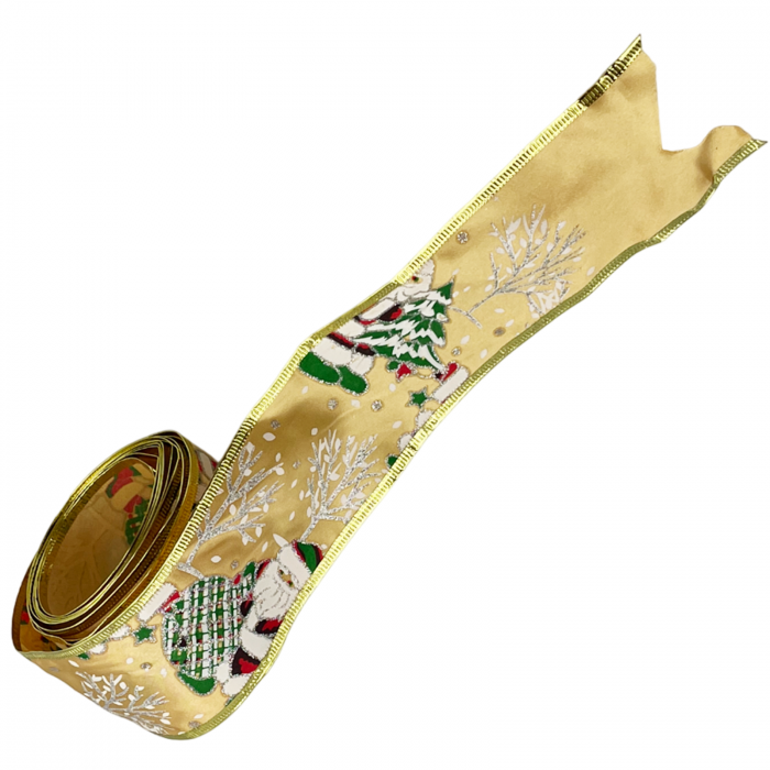 Panglica decorativa Brad Craciun XMAS, Auriu, 6x270cm [2]