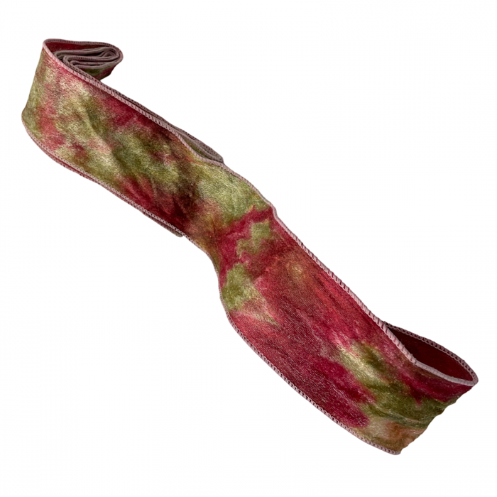 Panglica decorativa Brad Craciun VELVET, Rosu inchis/ Verde, 6x325cm [3]
