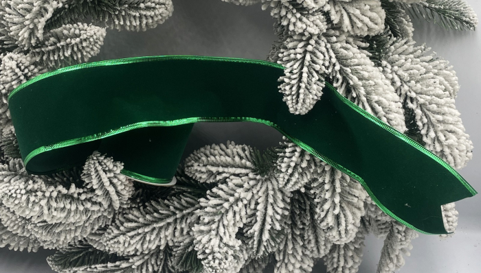 Panglica brad Craciun VELVET, Verde inchis, 6x270cm [1]