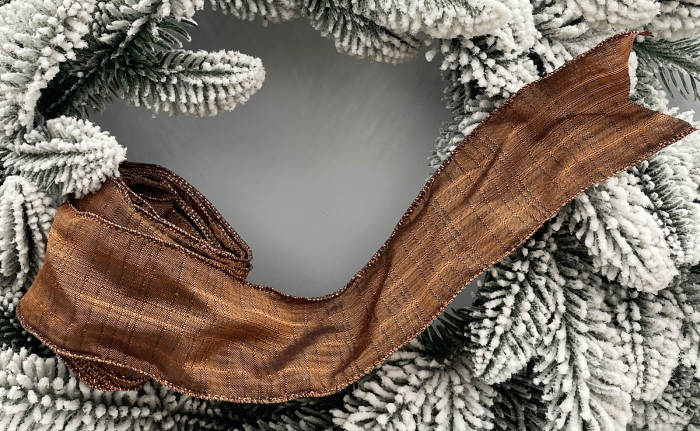 Panglica decorativa Brad Craciun ELEGANCE, Maro/ Aramiu, 6x400cm [1]