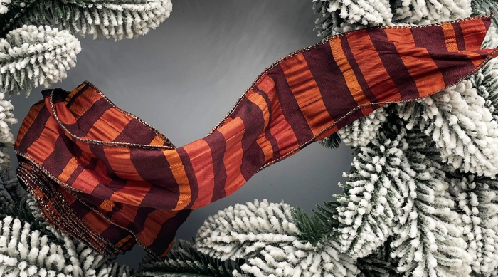 Panglica decorativa Brad Craciun JOLLY, Burgundy/ Caramiziu, 6x300cm [1]