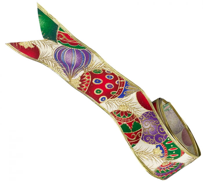 Panglica decorativa Brad Craciun FESTIVE, Crem Auriu, 6x300cm [2]