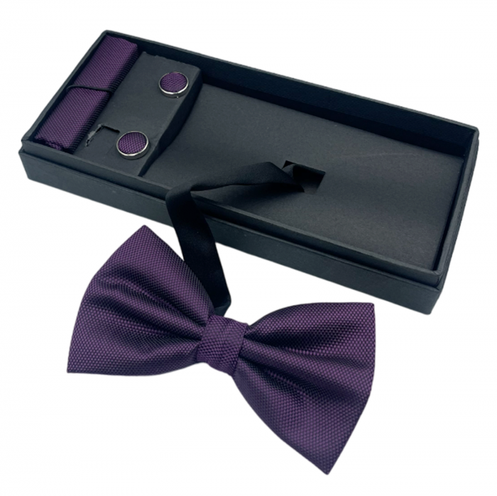 Papion burgundy, MISTERY, Set cu butoni si batista [7]