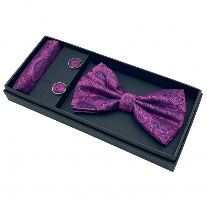 Set Papion fuchsia-negru cu model, CEDRIC [3]