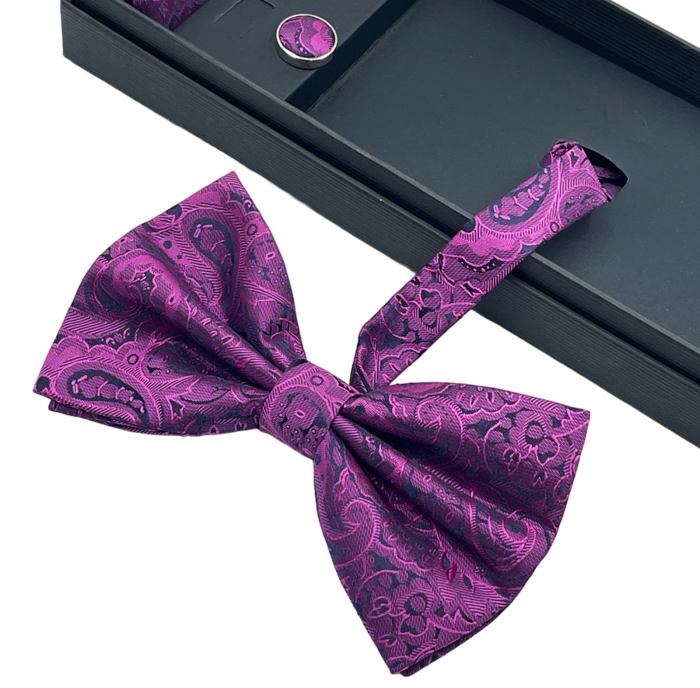 Set Papion fuchsia-negru cu model, CEDRIC [2]