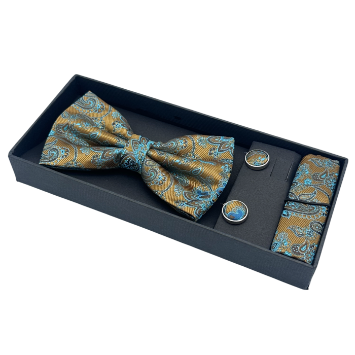 Set Papion cu model JOSHUA – maro auriu cu turcoaz [3]