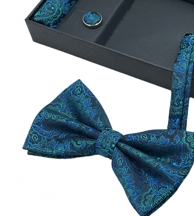 Papion cu model, PEACOCK, Set cu butoni si batista [2]