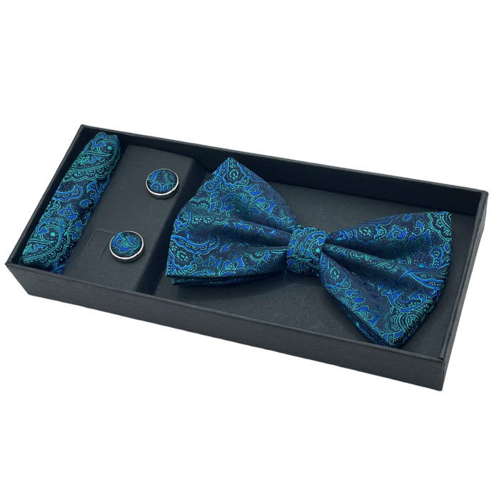 Papion cu model, PEACOCK, Set cu butoni si batista [3]