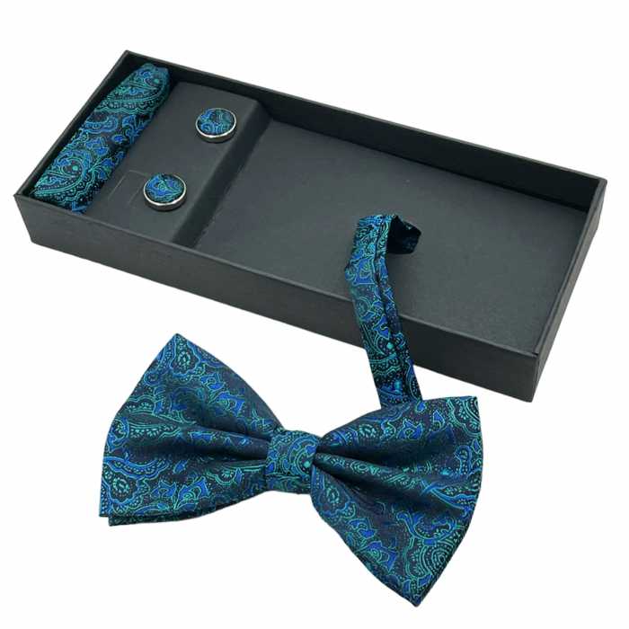 Papion cu model, PEACOCK, Set cu butoni si batista [1]
