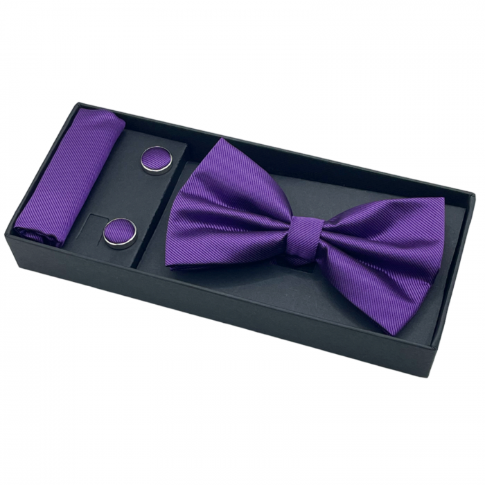 Papion violet, MISTERY, Set cu butoni si batista [3]