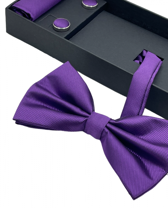 Papion violet, MISTERY, Set cu butoni si batista [2]
