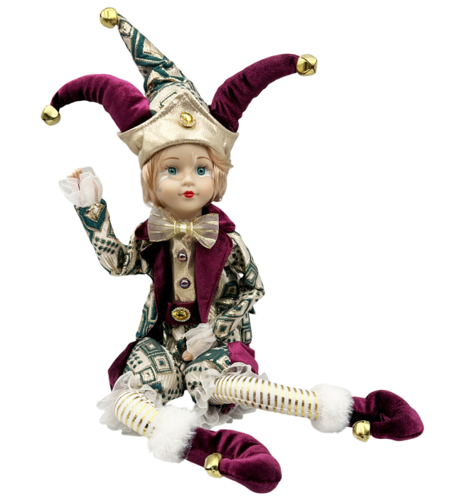 Papusa decorativa Arlechin mov auriu JOLLO [1]