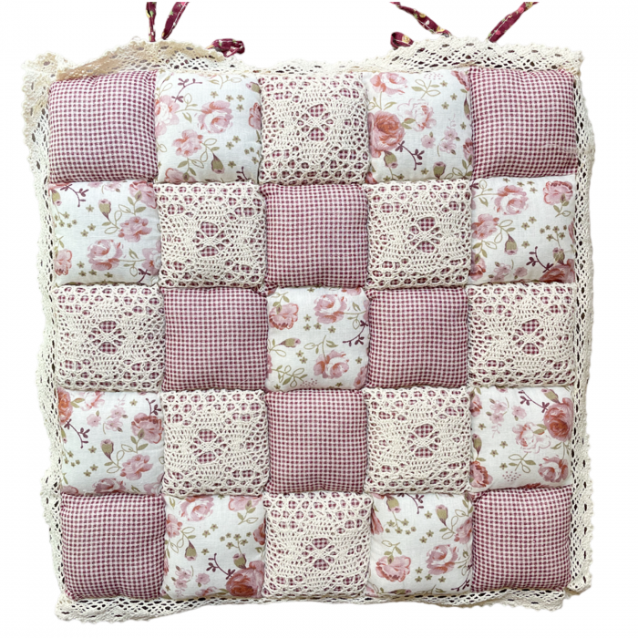 Perna rosie pentru scaun LETICE, Cu dantela, 40cm [1]
