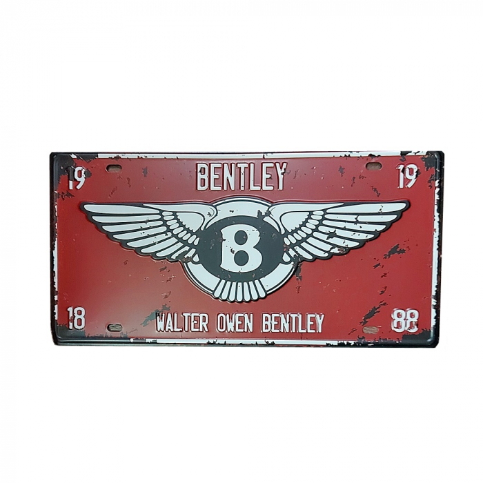 Placa metal vintage Bentley numar auto decorativ [1]