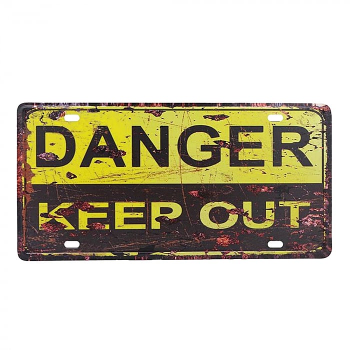 Placa metal vintage Danger numar auto decorativ [1]