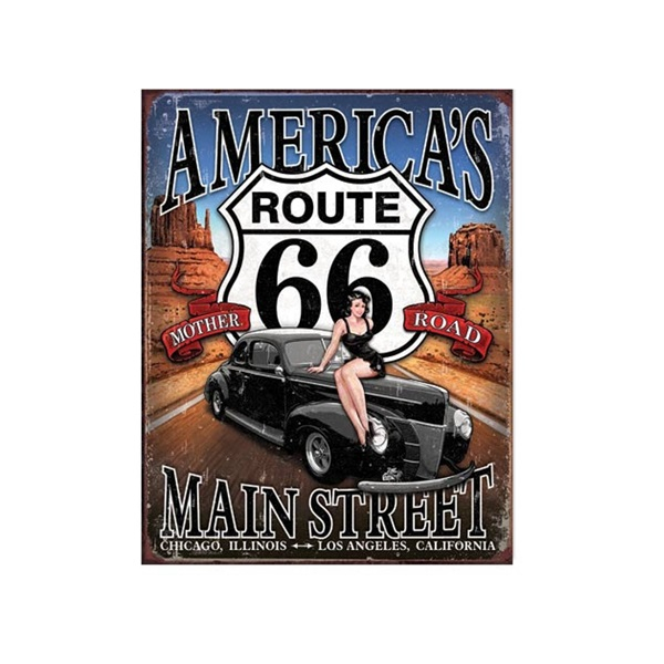 Placa metalica America'S Route 66 poster vintage [1]