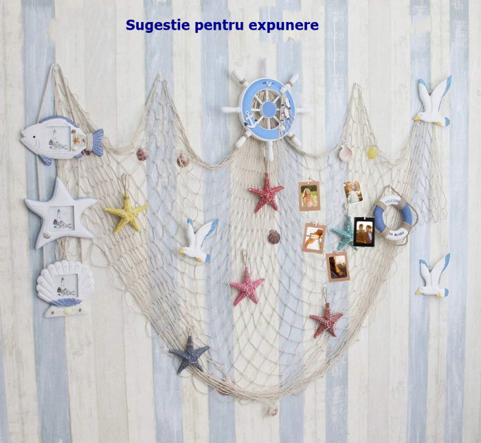 Navod decorativ cu scoici - Plasa de pescuit bej NAUTICAL [3]
