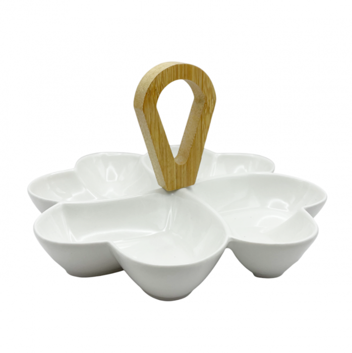 Platou compartimentat pentru aperitive LIAM, Alb, 20cm [4]
